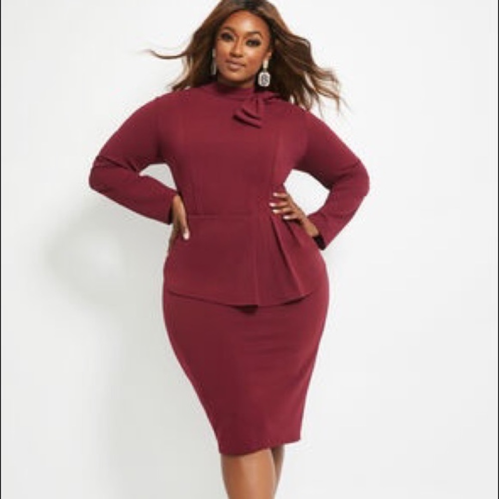 Bow Neck Peplum Dress